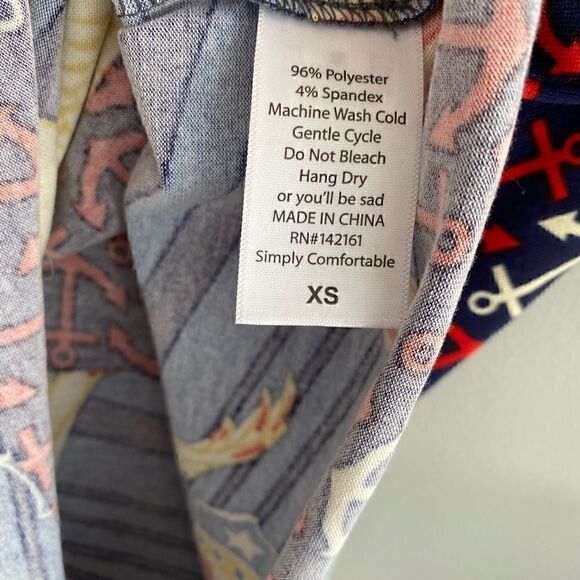 ‎LuLaRoe Randy Anchor Eagle Blue Top XS - Picture 3 of 3